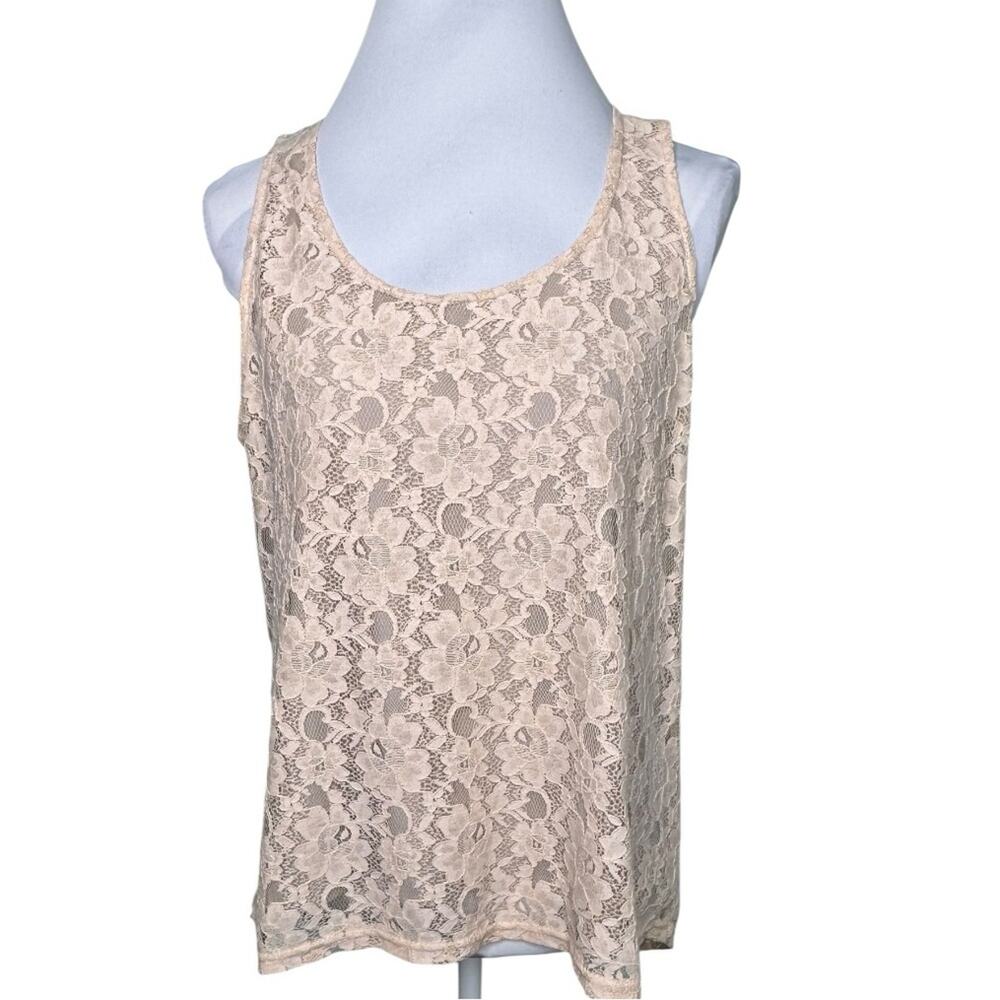Thyme and Honey Blush Elegant Lace Sleeveless Womans Large Top